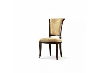 Diseño de lujo de silla tapizada sin reposabrazos en beige para comedor.