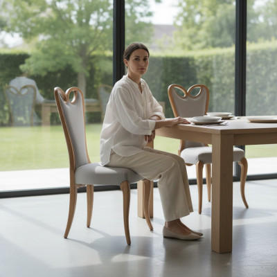 Silla de comedor sin apoyabrazos marrón diseño textil silla de comedor de lujo