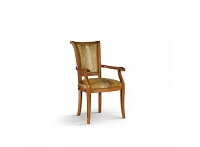 Silla de comedor Art déco con reposabrazos, diseño de comedor de lujo en tela marrón.