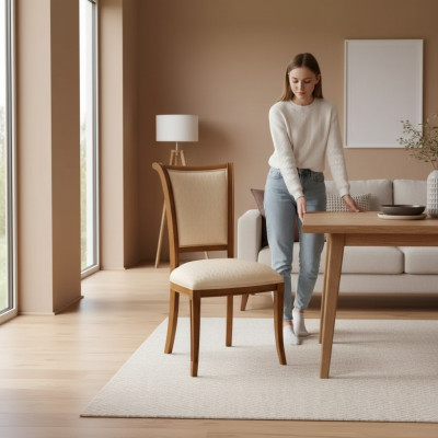 Silla de madera Muebles italianos Comedor Lujo Diseño Sillón de madera real