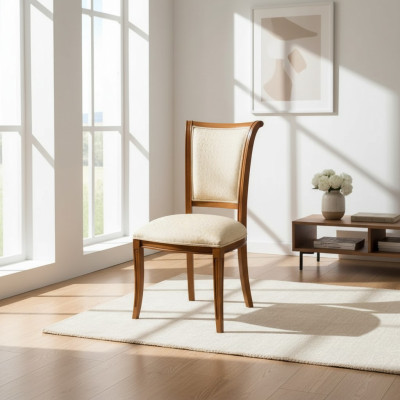 Silla de madera Muebles italianos Comedor Lujo Diseño Sillón de madera real