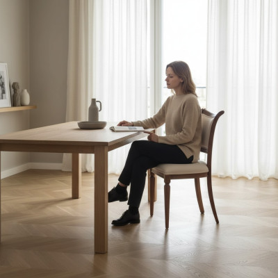 Silla del comedor silla sillón asiento comedor madera clásico lujo gris
