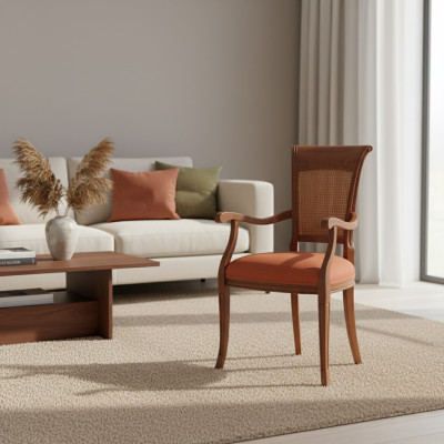 Textil de lujo Silla de comedor con reposabrazos Silla de comedor Diseño