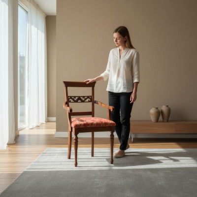Diseño de sillas de salón y comedor, sillas de madera con tapizado y reposabrazos, nuevo.