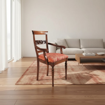 Diseño de sillas de salón y comedor, sillas de madera con tapizado y reposabrazos, nuevo.