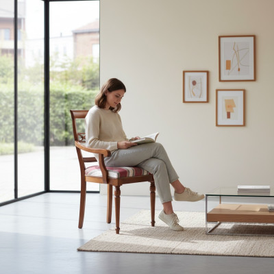 Comedor Diseñador de madera moderno Silla de respaldo marrón Silla de lujo Sillón marrón