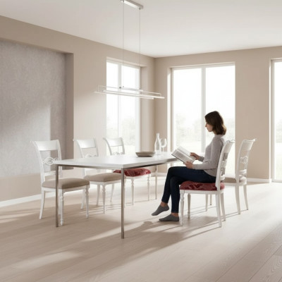 Silla sin reposabrazos Silla de comedor de madera y tela Diseño de comedor Nuevo