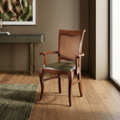 Silla de comedor de lujo de madera con respaldo de madera silla clásica de diseño.