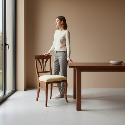 Silla Marrón Comedor Estilo Clásico Sillas Tapizadas Diseño Lujo Nuevo