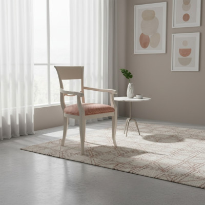 Silla con reposabrazos Marrón Diseño Sala de estar Tapizada Comedor Madera Nueva