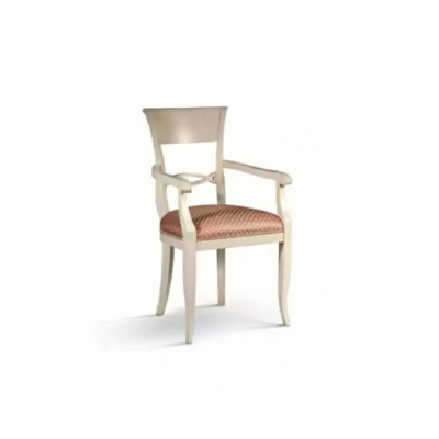 Silla con reposabrazos Marrón Diseño Sala de estar Tapizada Comedor Madera Nueva