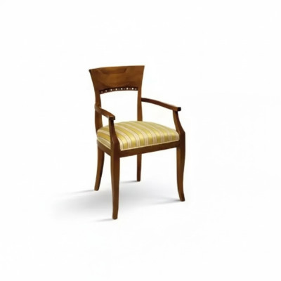 Silla con reposabrazos Silla de comedor Madera Mueble clásico Tapizado Textil