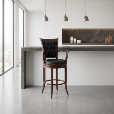 Taburete de bar Silla Butaca de cuero sintético Clásico Mueble Chesterfield Tapizado