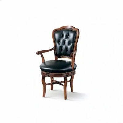 Silla de oficina de madera, sillón de dirección Chesterfield, muebles italianos, negro, giratorio.