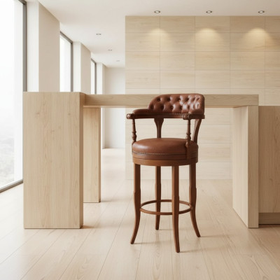 Taburetes de bar Chesterfield, sillas, butaca, silla, sillón de bar de lujo tapizados.