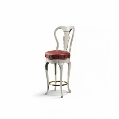 Clásica silla blanca, taburete de bar diseñado, silla de madera, muebles de lujo, taburete.