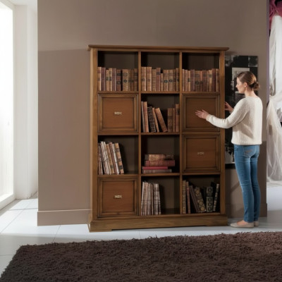 Estantería de sala, librero, aparador, muebles clásicos, estantes de madera.