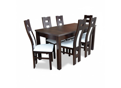Mesa de comedor clásica de madera, juego de comedor 6 sillas marrón.