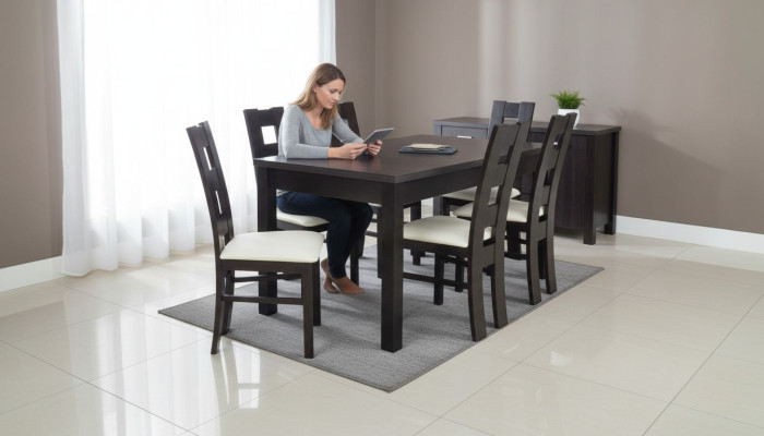 Mesa de comedor clásica de madera conjunto de comedor de 6 sillas Set de 7 piezas.