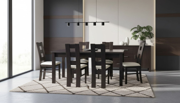 Mesa de comedor clásica de madera conjunto de comedor de 6 sillas Set de 7 piezas.
