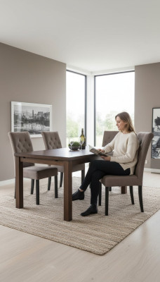 Silla clásica de diseñador Silla de madera Silla de comedor Lujo Silla de madera con respaldo