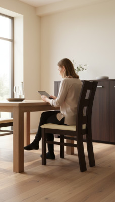 Silla de madera de diseñador, silla de comedor, muebles de lujo de madera, silla clásica.