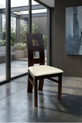 Silla de madera de diseñador, silla de comedor, muebles de lujo de madera, silla clásica.