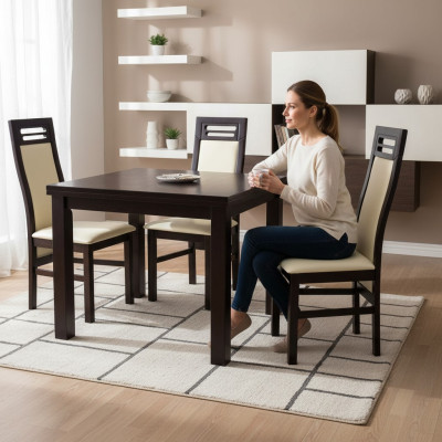 Silla sin apoyabrazos Silla de comedor de madera Comedor Negro Diseño Moderno