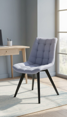 Sillas de comedor tapizadas en tela de diseño moderno de lujo en gris.