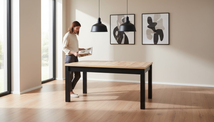 Mesa de comedor estilo moderno Mesa de comedor de lujo Marrón Muebles de madera Sala de estar