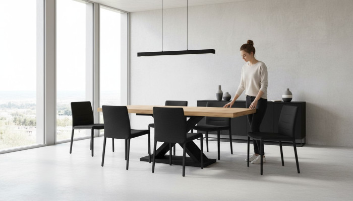 Mesa comedor sala de estar marrón diseño de madera de lujo moderno.
