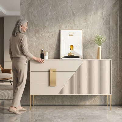 Cómoda Aparador Madera Gris Diseño de Comedor Lujo Moderno Muebles Nuevos