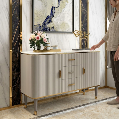 Diseño de muebles de lujo Aparador Aparadores Sala de estar Moderno Gris Madera Nuevo