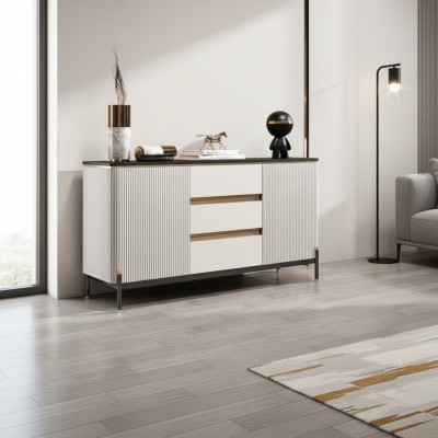 Cómoda blanca, aparador de madera, armario, muebles, mobiliario, lujo, nuevo.