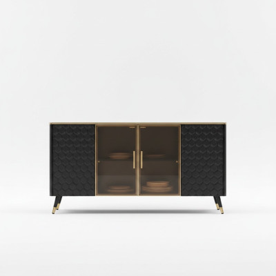 Negro cómoda aparador armario aparador cajones armarios 160cm muebles