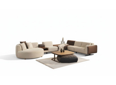 Conjunto de sala de estar Sofá en U Sofá de lujo Mesita de centro moderna Taburete
