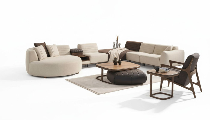 Sofá de lujo en forma de U, muebles tapizados para sala de estar, sofá esquinero de tela decorativo.