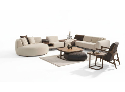 Sofá de lujo en forma de U, muebles tapizados para sala de estar, sofá esquinero de tela decorativo.