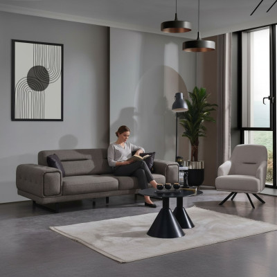Juego de sofá de lujo de 2 piezas, sillón de lujo, sofá, sofá de tres plazas, mobiliario de sala de estar.