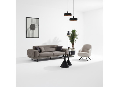Juego de sofá de lujo de 2 piezas, sillón de lujo, sofá, sofá de tres plazas, mobiliario de sala de estar.