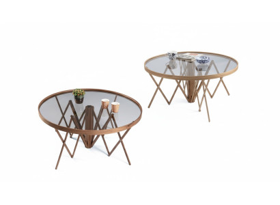 Conjunto de sala de estar de diseñador 2x mesas de centro redondas Mesa de café Muebles de lujo