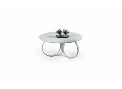 Mesa de centro blanca redonda, mesa de salón, diseño de muebles modernos.