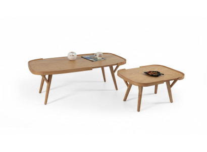 Juego de sala 2 piezas 2x mesas de centro muebles de diseño moderno completamente de madera.