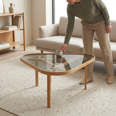 Mesa de café de diseño, mesa de centro, muebles de lujo modernos, mesa de vidrio, mobiliario.