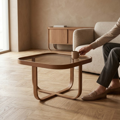 Moderna mesa de centro diseño de madera para sala de estar auxiliar.