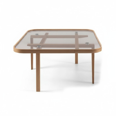 Mesa de centro de sala de estar de lujo moderna, mesa de vidrio de muebles de diseñador de madera.