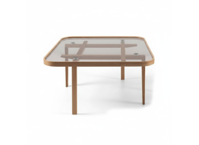 Mesa de centro de sala de estar de lujo moderna, mesa de vidrio de muebles de diseñador de madera.