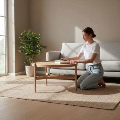 Mesa de centro de madera Muebles de sala de estar Lujo Mesa auxiliar Moderna Decoración