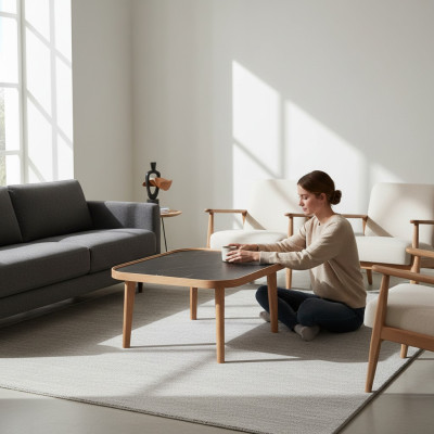 Mesa de centro moderna de diseñador, mesa de sala de estar, mesa auxiliar de lujo, decoración.