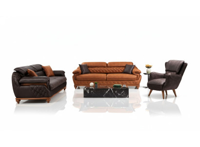 Sala de estar completo de 3 piezas moderno 2x sofá de tres plazas sillón de lujo nuevo.